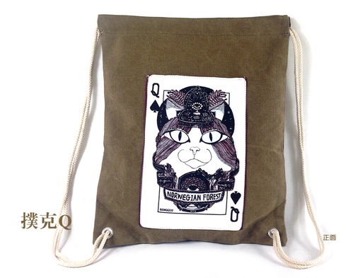 韓版文藝棉麻手提包 原創手繪貓咪團雙肩背包的創意之旅